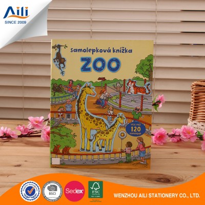 Cute 16 sheet zoo animal cartoon comic sticker book